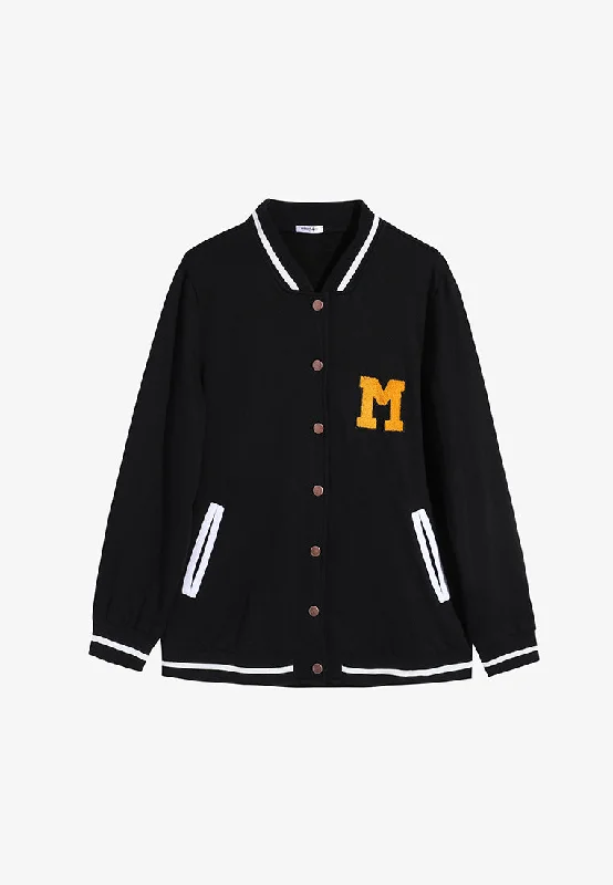 Danny Sporty Streetwear Varsity Jacket - Black