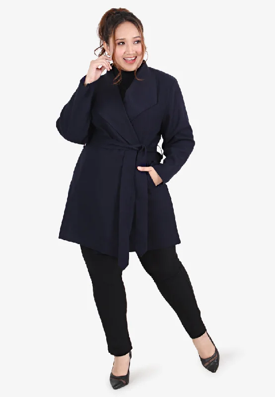 Waldorf Long Wrap Coat - Midnight Blue