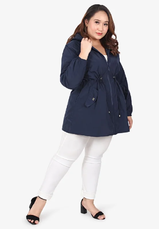 Windsor Plus Size Travel Windbreaker - Navy Blue