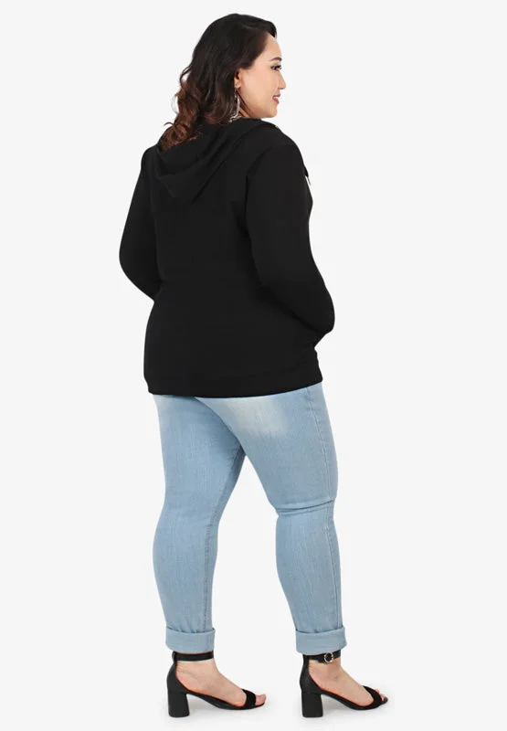 Honey Plus Size Hoodie Jacket - Black