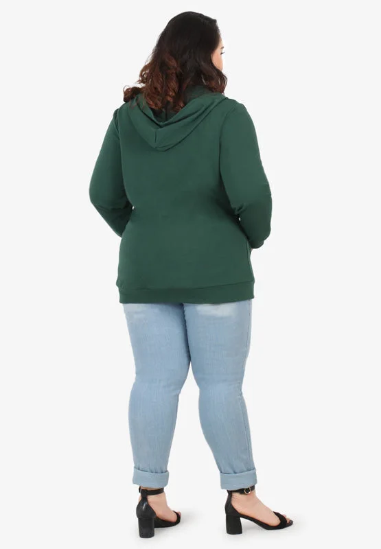 Honey Plus Size Hoodie Jacket - Dark Green