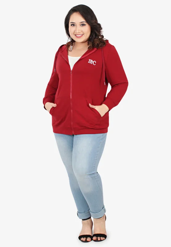 Honey Plus Size Hoodie Jacket - Red