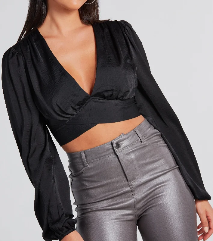 Sun Goes Down Satin Tie Back Crop Top