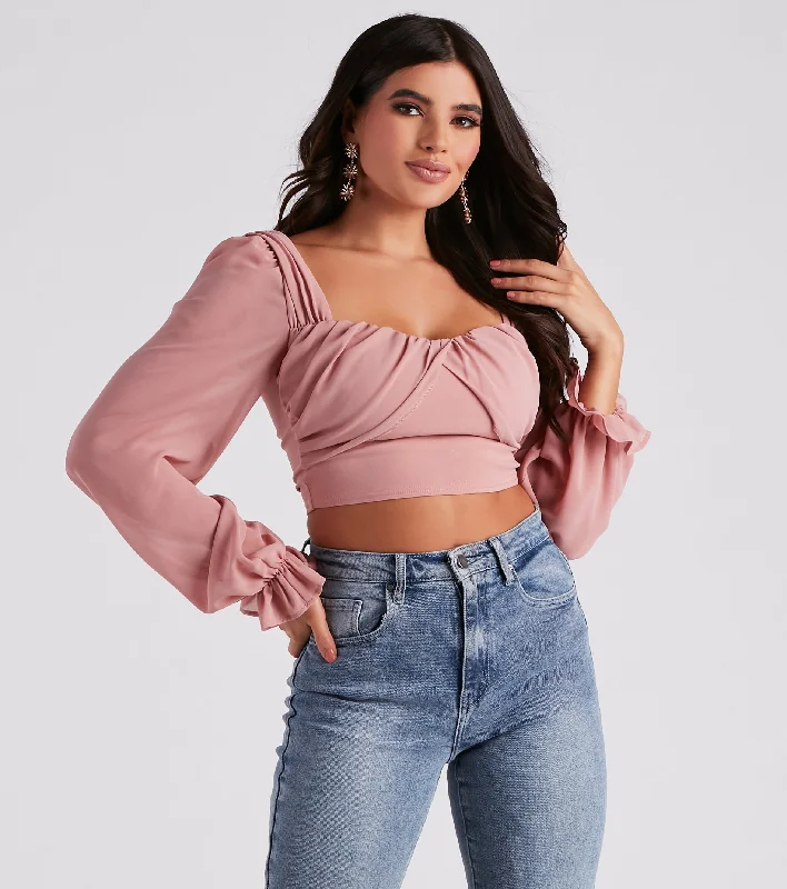 Talk About Breezy Chiffon Crop Top