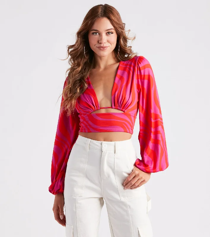 Vacay Vibes Swirl Print Crop Top