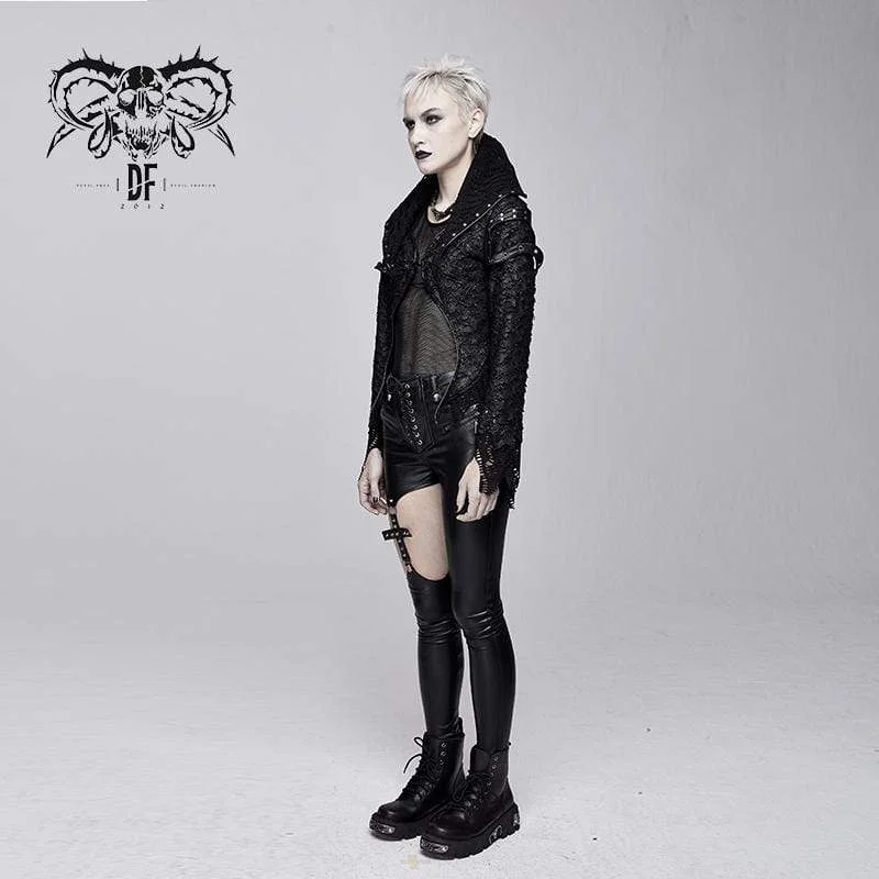 Women's Goth Rivets Ripped Jackets