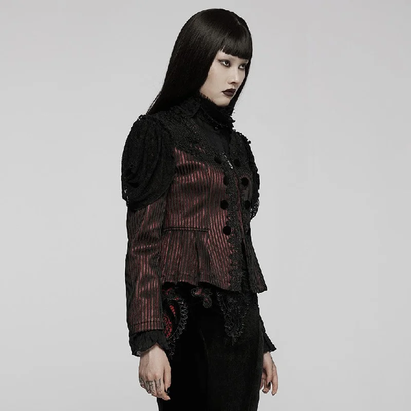 Women's Gothic Applique Pinstripes Slim Fitted Jacket