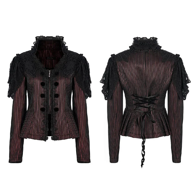 Women's Gothic Applique Pinstripes Slim Fitted Jacket