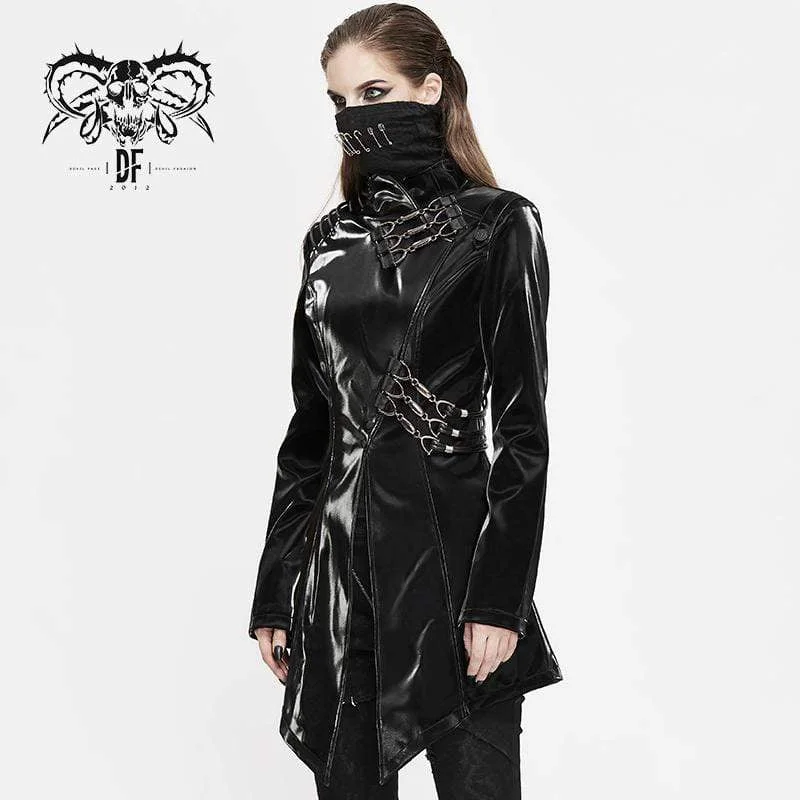 Women's Gothic Faux Leather Jackets With Chains