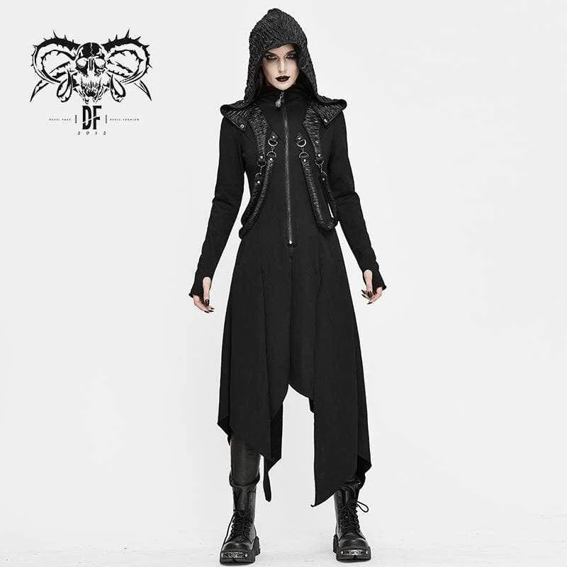 Women's Gothic Front Zip Long Jackets With Hood