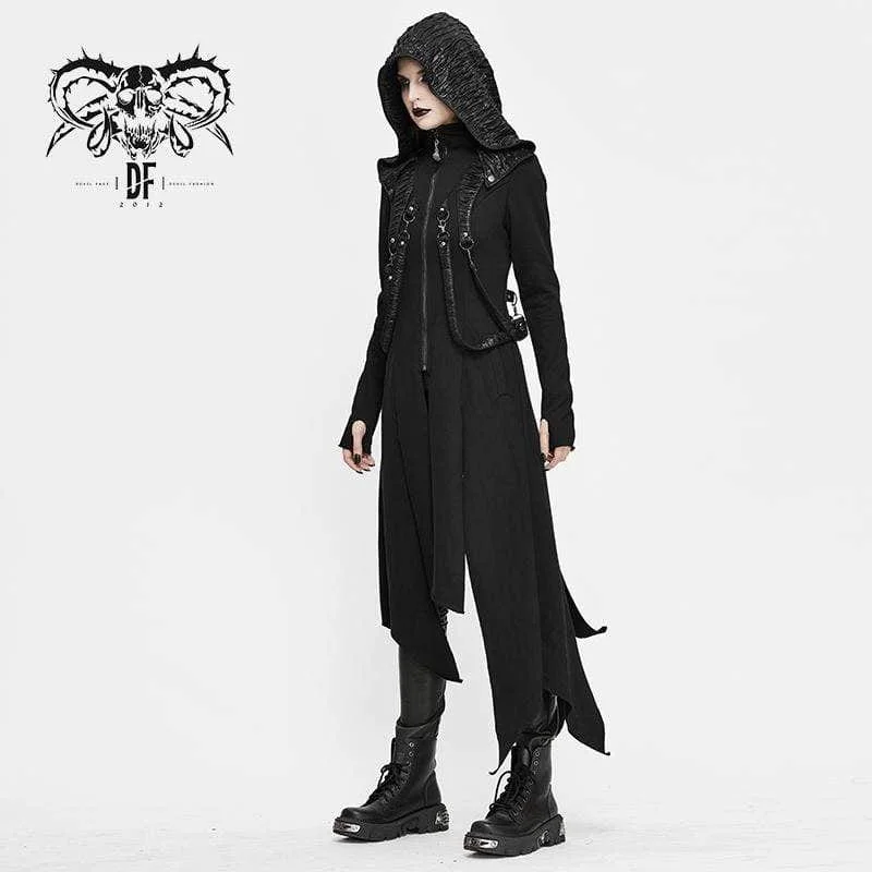 Women's Gothic Front Zip Long Jackets With Hood