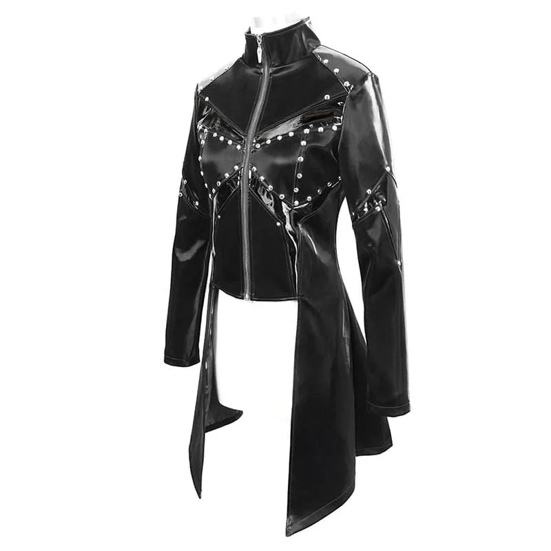 Women's Gothic Front Zip Long Jackets With Rivets