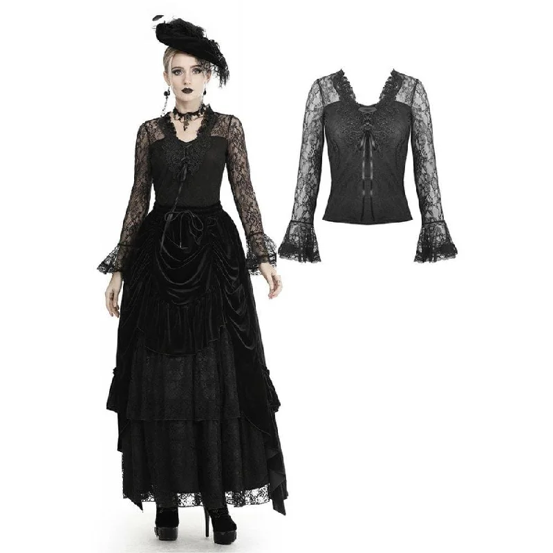 Women's gothic Lace Sleeve Strappy Tees