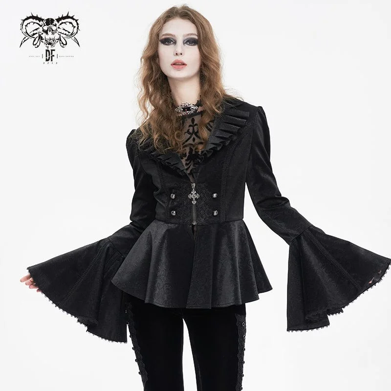 Women's Gothic Ruffled Collar Flared Sleeved Jacket