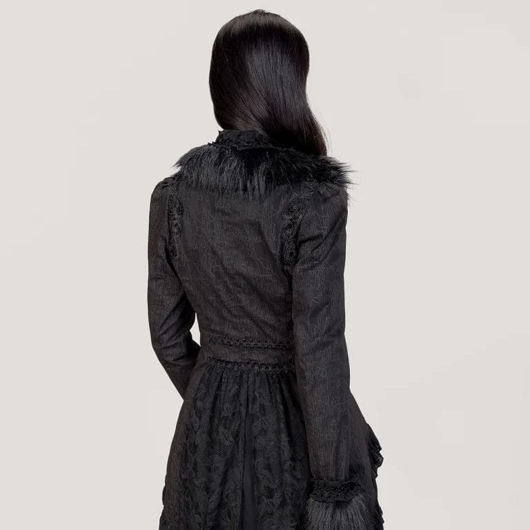 Women's Gothic Ruffled Lace Splice Swallow-tailed Coat