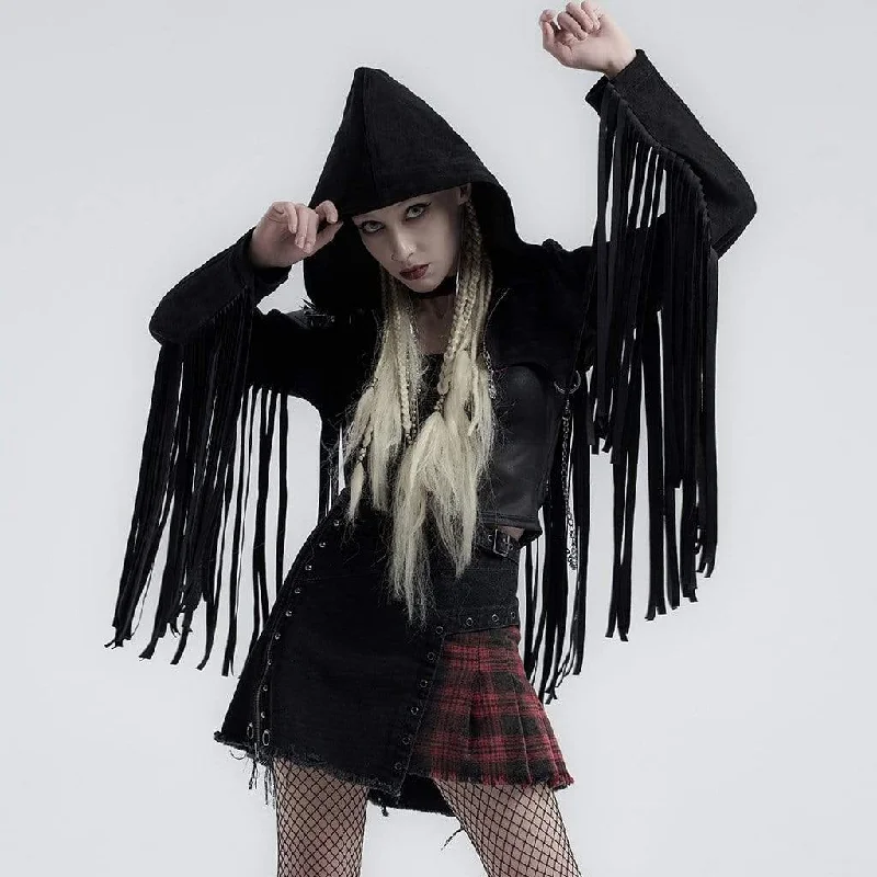 Women's Gothic Tassels Short Jackets With Chains And Rivets