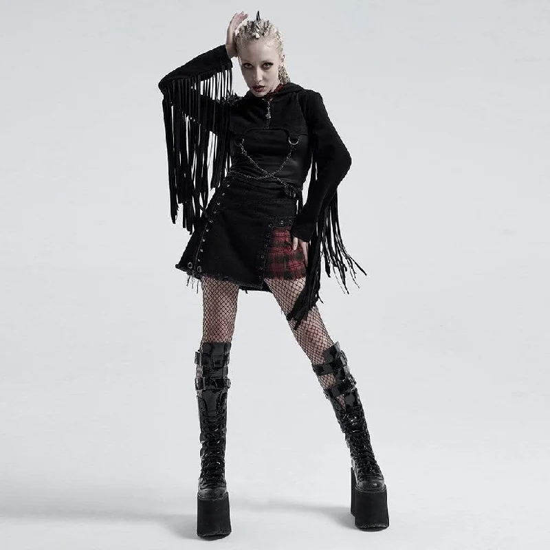 Women's Gothic Tassels Short Jackets With Chains And Rivets