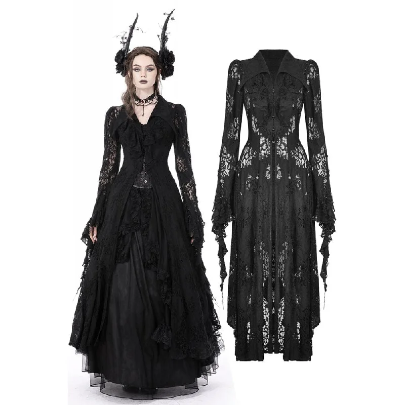 Women's Gothic Turn-down Collar Irregular Lace Jacket