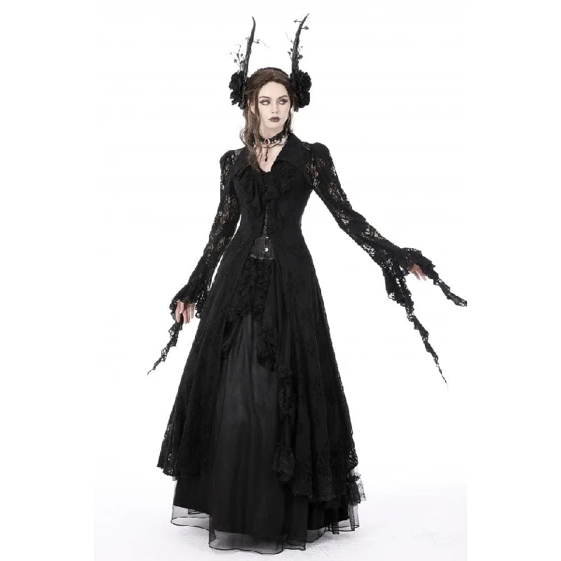 Women's Gothic Turn-down Collar Irregular Lace Jacket