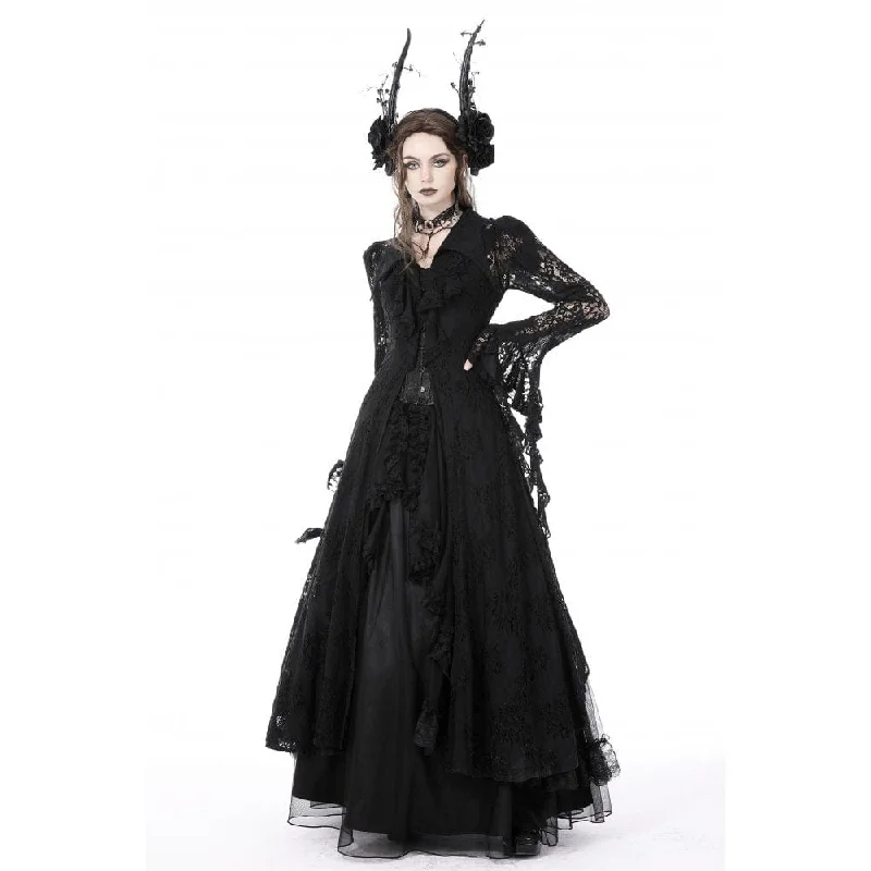 Women's Gothic Turn-down Collar Irregular Lace Jacket