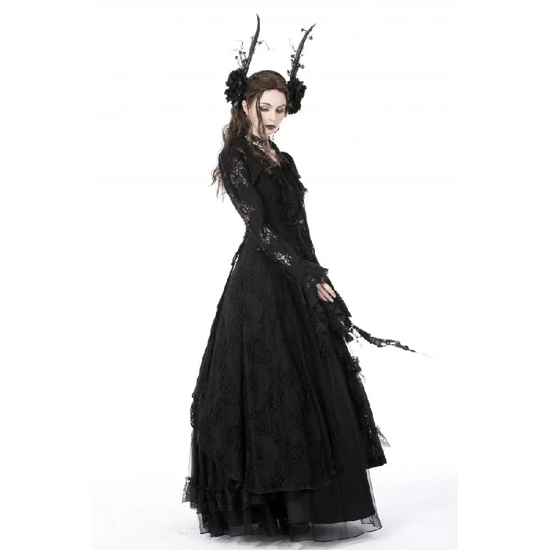 Women's Gothic Turn-down Collar Irregular Lace Jacket