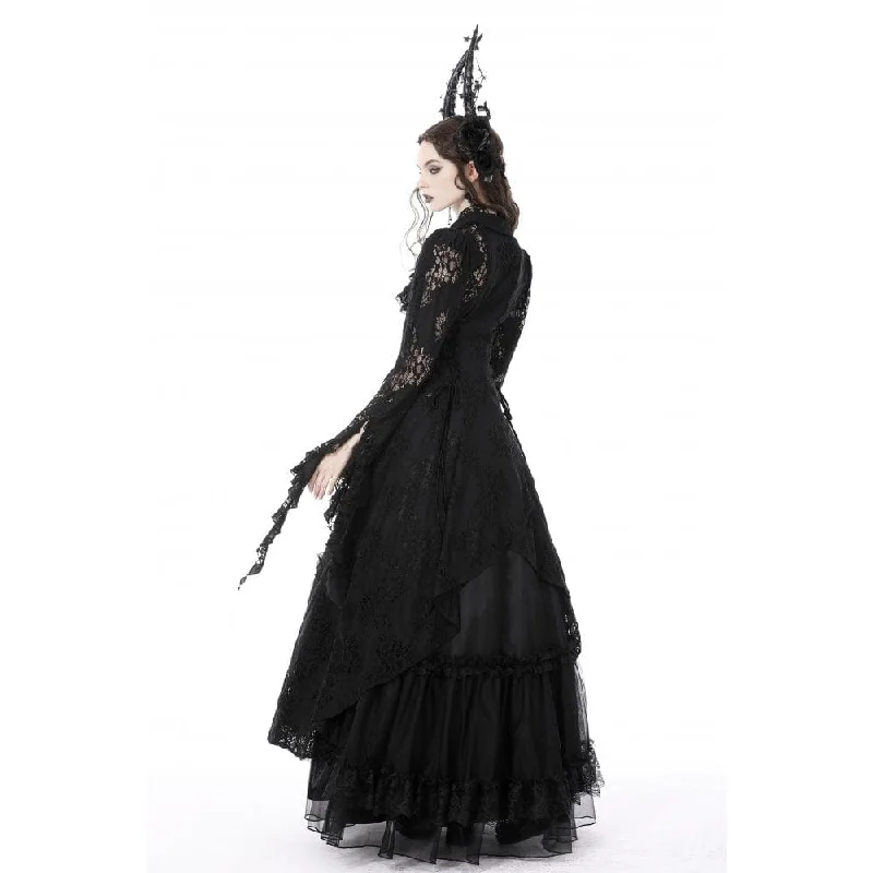 Women's Gothic Turn-down Collar Irregular Lace Jacket