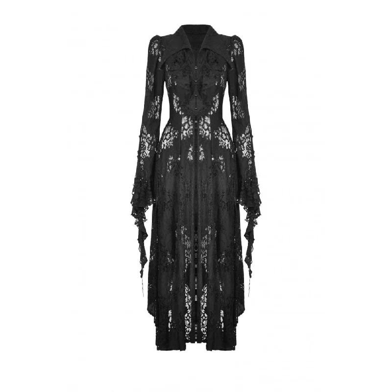 Women's Gothic Turn-down Collar Irregular Lace Jacket