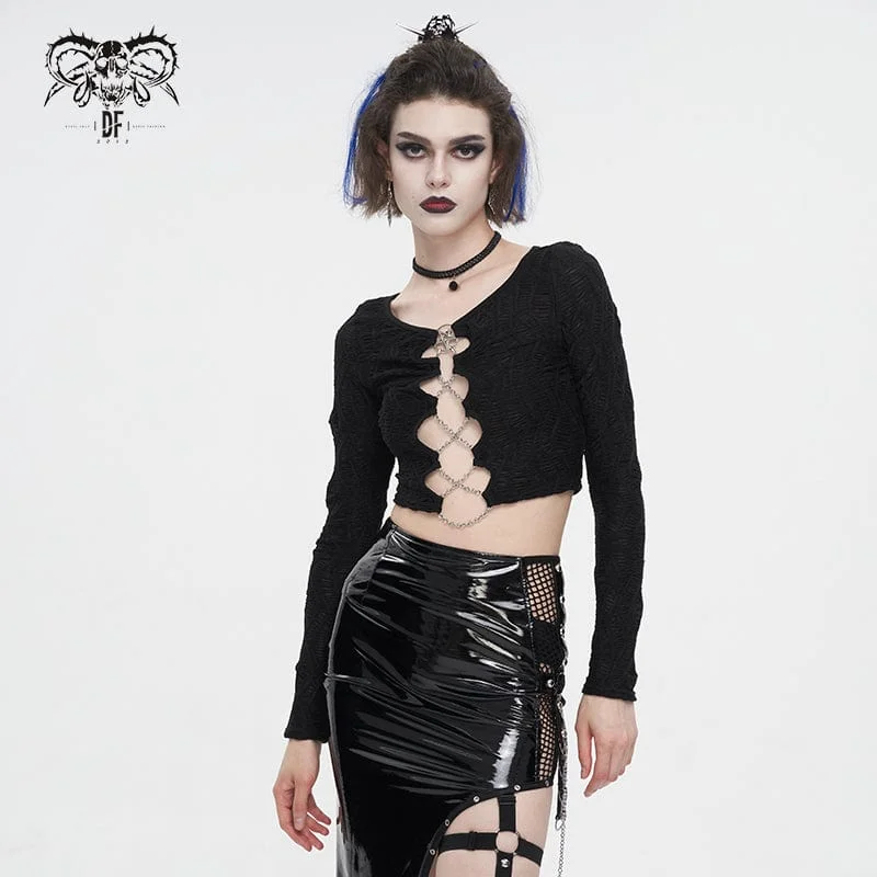 Women's Punk Cutout Ruched Chain Jacket