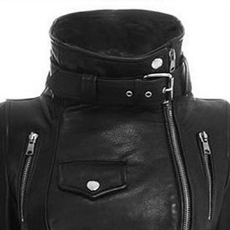 Women's Punk Faux Leather Stand Collar Jackets