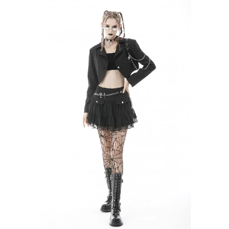 Women's Punk Irregular Short Jacket with Chain