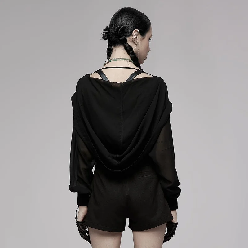 Women's Punk Sheer Chiffon Jacket with Hood