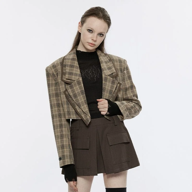 Women's Punk Turn-down Collar Short Jacket