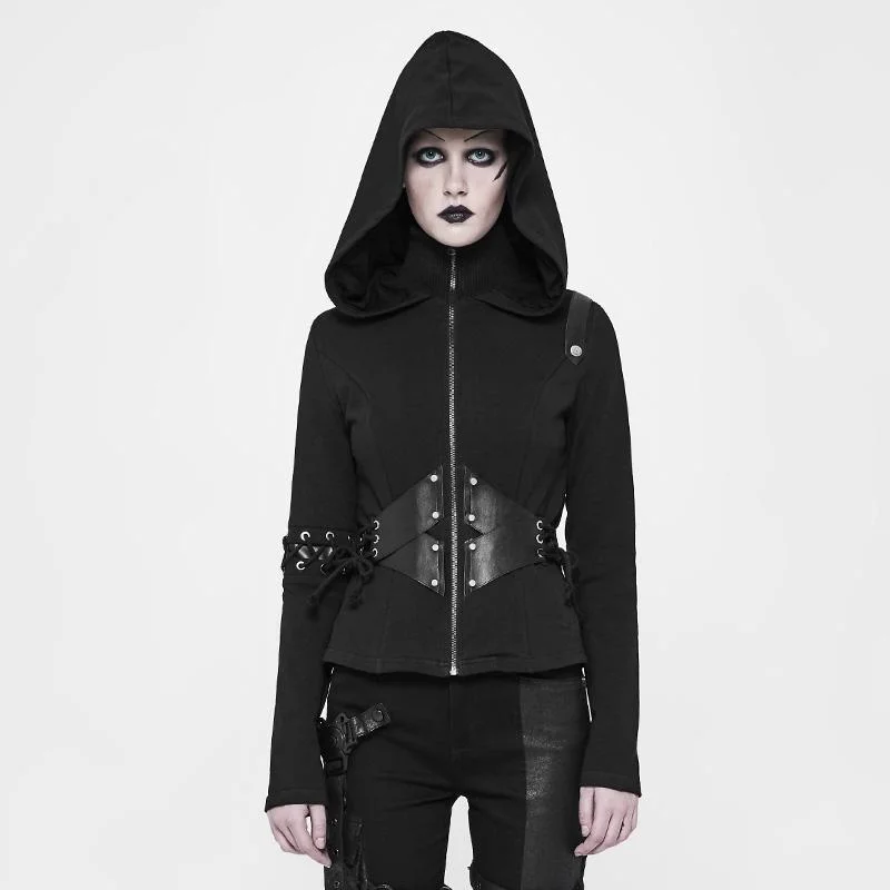 Women's Short Punk Jacket With Hood