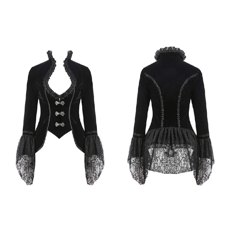 Women's Velour & Lace fitted Goth Jacket