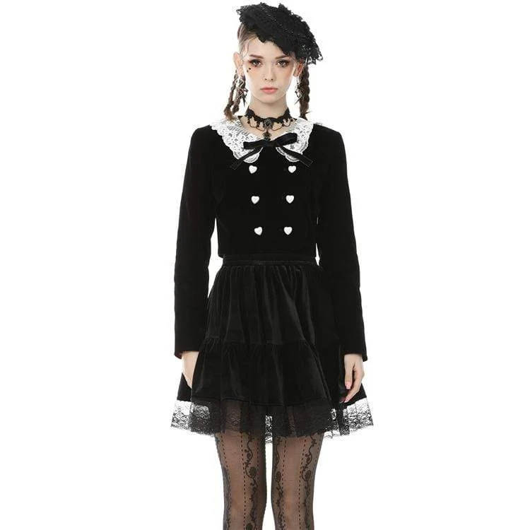 Women's Vintage Gothic Lace Peter Pan Collar Double-breasted Short Jackets