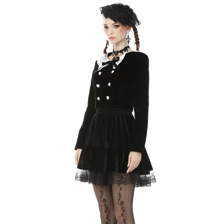 Women's Vintage Gothic Lace Peter Pan Collar Double-breasted Short Jackets