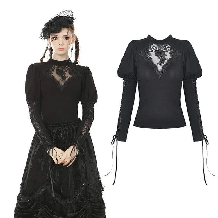 Women's Vintage Gothic Sheer Floral Lace Shirts