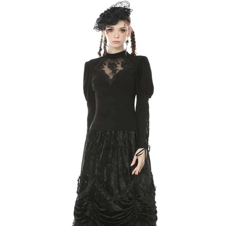 Women's Vintage Gothic Sheer Floral Lace Shirts