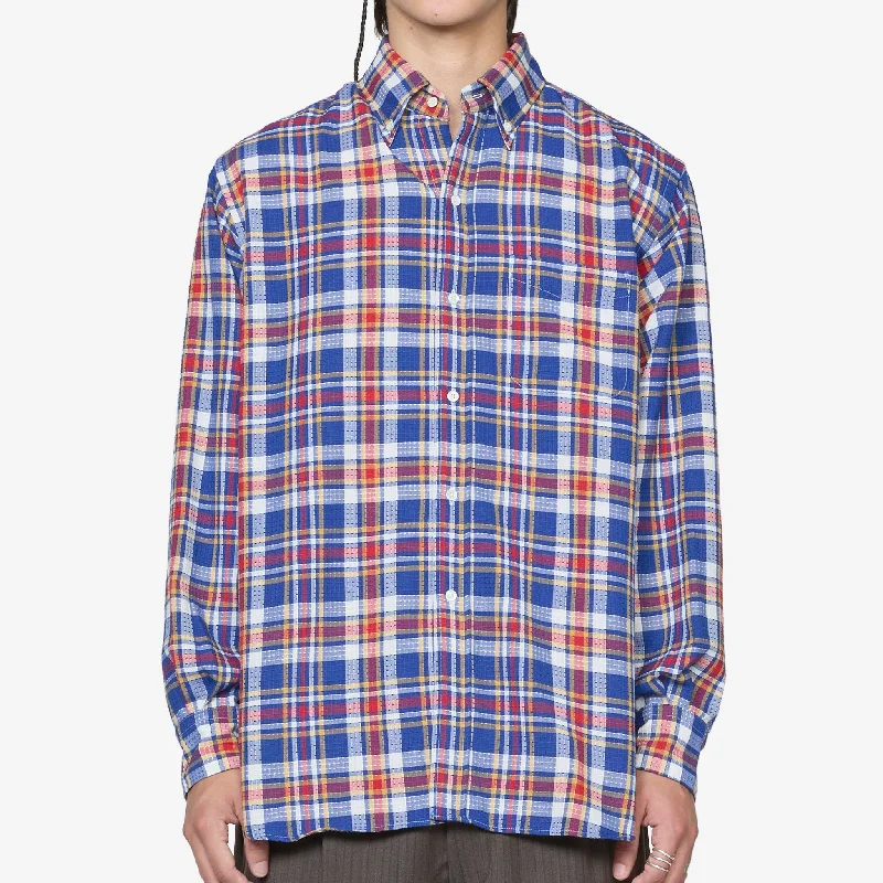 B.D. Dobby Plaid Classic Fit Shirt Blue