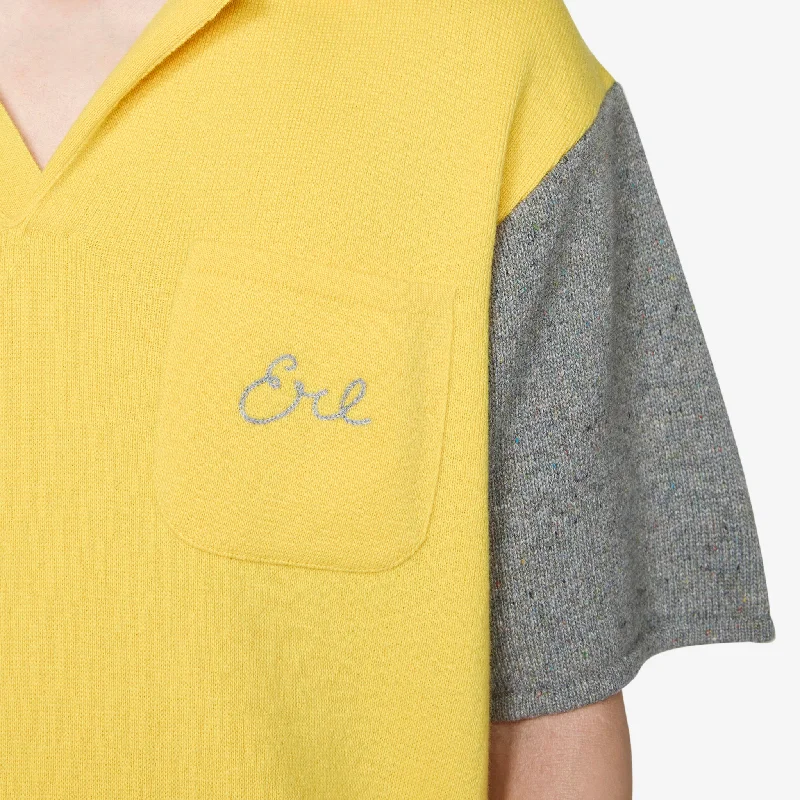 Bicolour Polo Shirt with Logo Embroidery Yellow