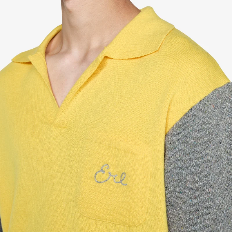 Bicolour Polo Shirt with Logo Embroidery Yellow