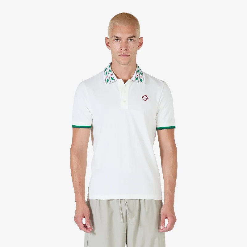 Classic Laurel Pique Polo White