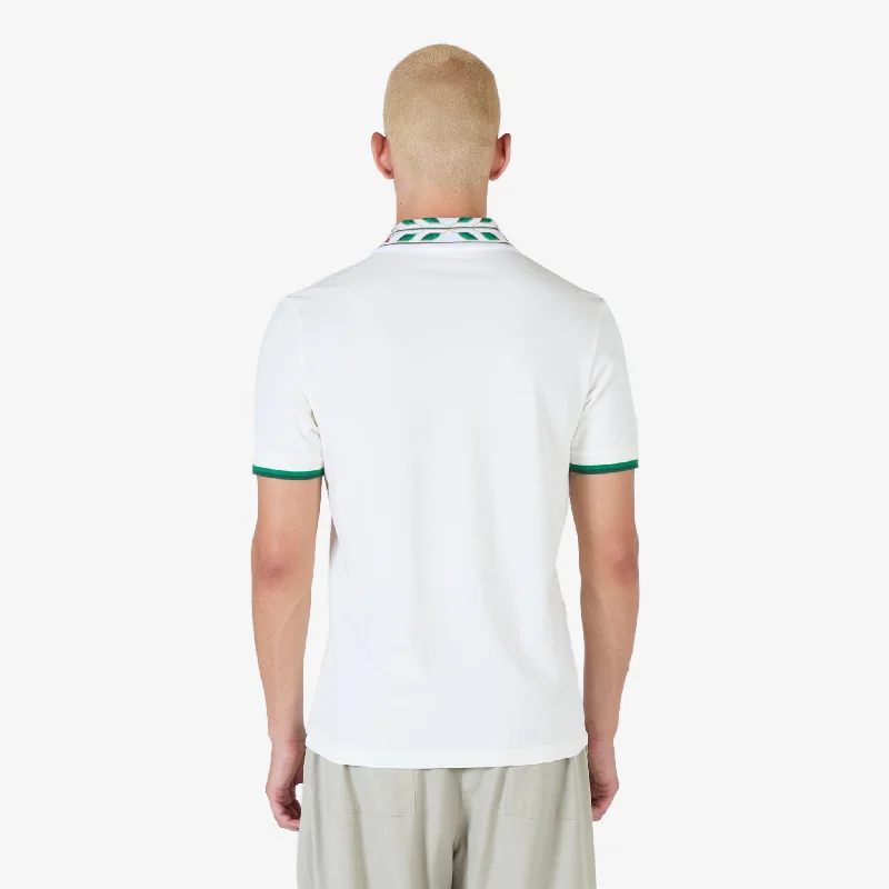 Classic Laurel Pique Polo White