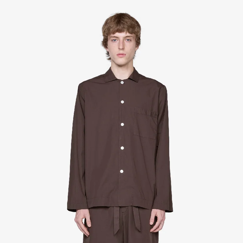 Cotton Poplin Pyjama Shirt Coffee