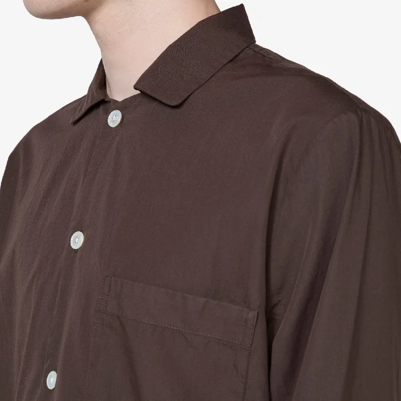 Cotton Poplin Pyjama Shirt Coffee