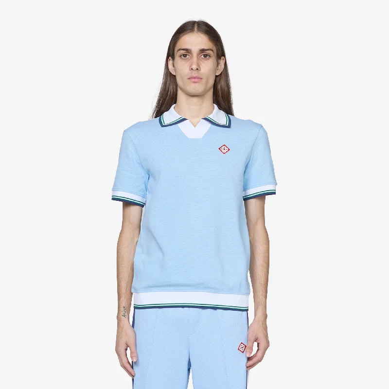 Diamond Logo Pique Polo Pale Blue