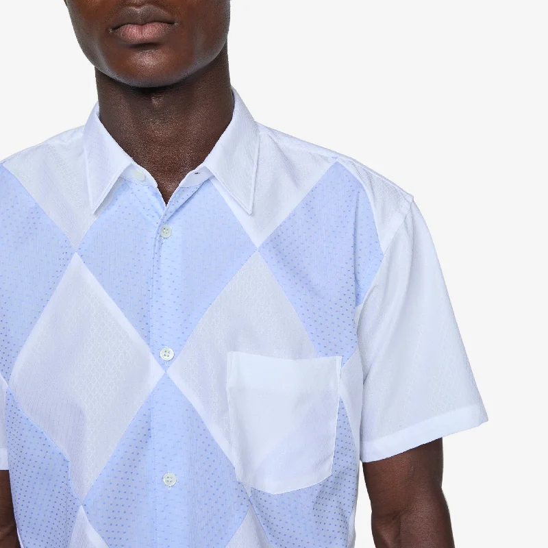 Diamond Patchwork Shirt White | Blue