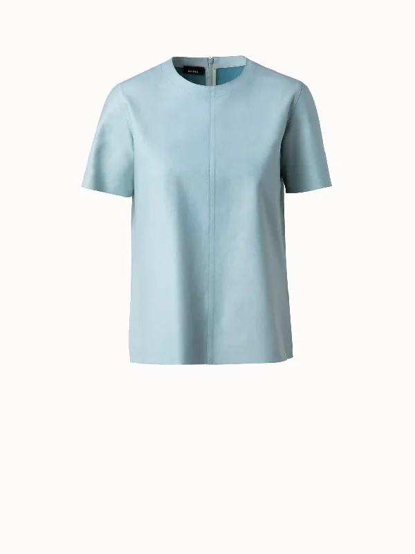 Lamb Nappa Leather T-Shirt Blouse