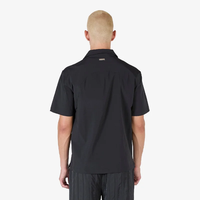 Nylon Camp Collar Short Sleeve Shirt Black