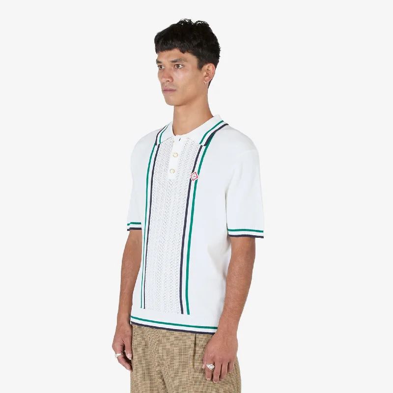 Pointelle Tennis Polo White